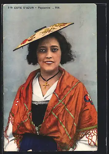 AK Französische Bäuerin aus der Provence in volkstypischer Tracht