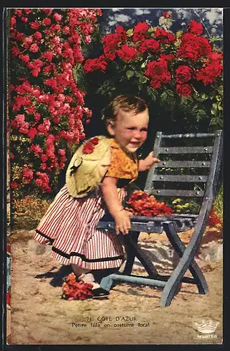 AK Nice /Cote d`Azur, Petite fille en costume local