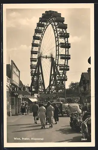 AK Wiener Prater, Partie mit Riesenrad
