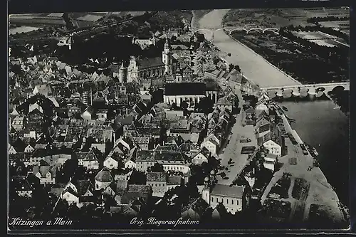 AK Kitzingen a. Main, Fliegeraufnahme der Stadt mit Synagoge