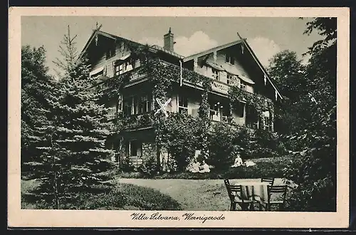 AK Wernigerode / Harz, Hotel Villa Silvana vom Garten aus gesehen