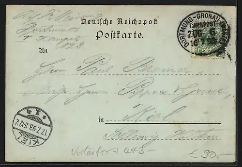 Vorläufer-Lithographie Kappenberg, 1893, Gasthaus Zum Kappenberger Hof F. W. Lönne
