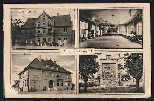 AK Lunstedt, Gasthof Lunstedt, Inneres Saal, Schule