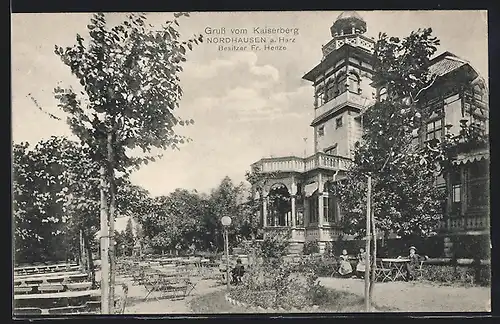 AK Nordhausen a. Harz, Gruss aus dem Gasthof Kaiserberg, Bes. Fr. Henze