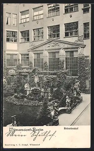 AK Berlin-Wilmersdorf, Bieberbauhof, Brunnen im Garten