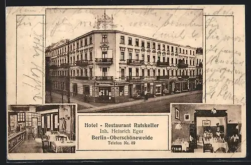 AK Berlin-Oberschöneweide, Restaurant Ratskeller, Wilhelminenhofstrasse Ecke Firlstrasse, Innenansichten