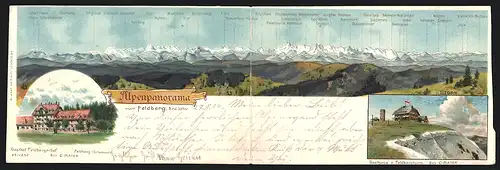 Künstler-AK Ludwig Zorn: Feldberg /Bad. Schw., Gasthof Feldbergerhof, Gasthaus zum Feldbergturm, Gebirgspanorama