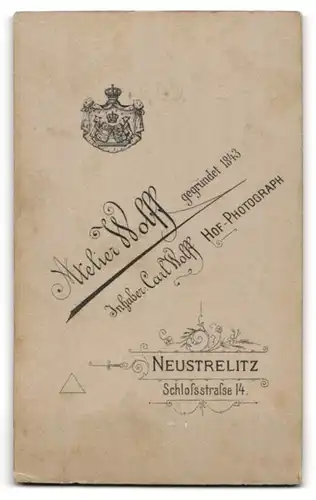 Fotografie C. Wolff, Neustrelitz, Schlossstrasse 14, Kleinkind in weissem Hemd sitzt auf einem Fell