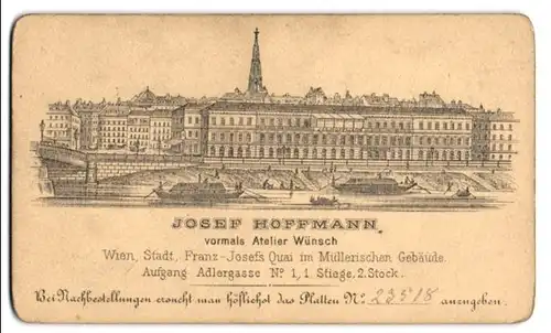 Fotografie Josef Hoffmann, Wien, Ansicht Wien, Blick auf die Stadt mit Franz-Josefs Quai
