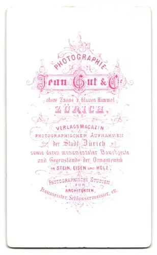 Fotografie Jean Cut & Cie., Zürich, Herr im Anzug mit Fliege und Mustasch