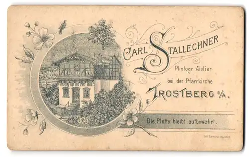 Fotografie Carl Stallechner, Trostberg a. Alz, Ansicht Trostberg a. Alz, Ateliersgebäude mit Werbeaufschrift des Fotogra