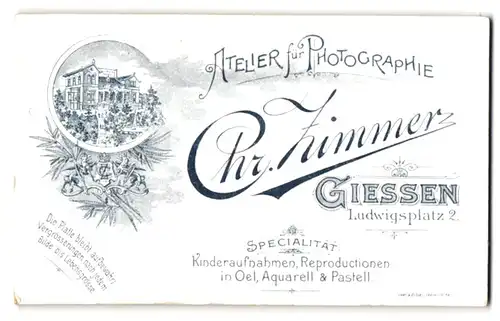 Fotografie Chr. Zimmer, Giessen, Ludwigsplatz 2, Ansicht Giessen, Blick auf das Ateliersgebäude