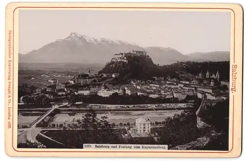 Fotografie Stengel & Co., Dresden, Ansicht Salzburg, Stadtansicht mit Festung vom Kapuzinerberg