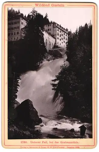 Fotografie Römmler & Jonas, Dresden, Ansicht Wildbad Gastein, Wasserfall, Unterer Fall bei der Grabenmühle