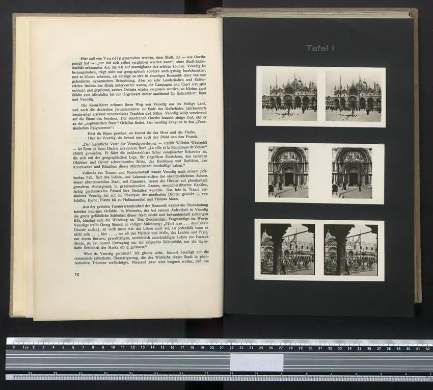 Raumbildalbum mit 60 Raumbildaufnahmen, Ansicht Venedig, 1935, Berlag Otto Schönstein, Grossformat 21 x 30cm 0