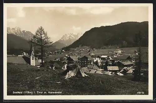 AK Seefeld, Ortsansicht gegen Karwendel