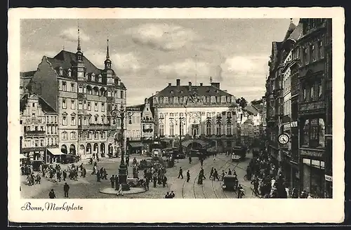 AK Bonn, Marktplatz mit Geschäften