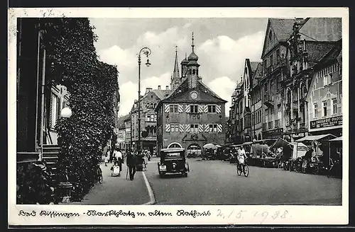 AK Bad Kissingen, Marktplatz mit altem Rathaus