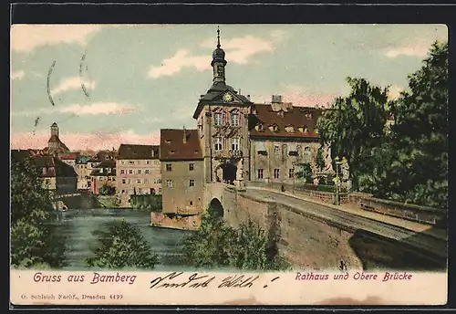 AK Bamberg, Rathaus und Obere Brücke