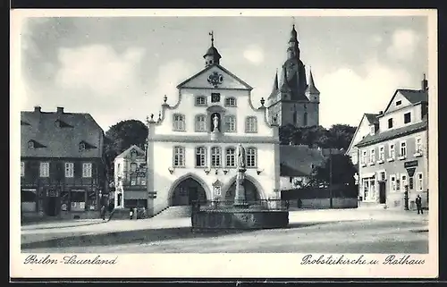 AK Brilon /Sauerland, Propsteikirche und Rathaus
