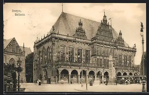 AK Bremen, Rathaus und Strassenbahn