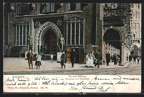 AK Bremen, Vor dem Rathaus, Eingang zum Ratskeller