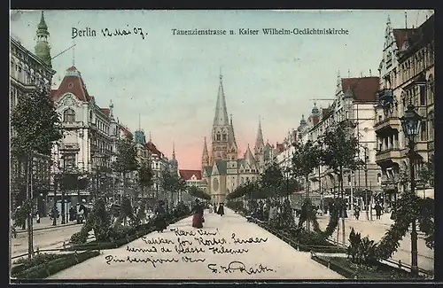 AK Berlin-Charlottenburg, Tauentzienstrasse und Kaiser Wilhelm Gedächtniskirche