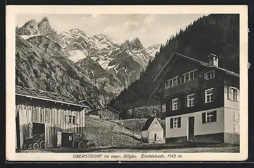 AK Einödsbach, verträumter Alpenblick
