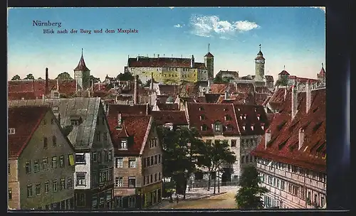 AK Nürnberg, Blick nach der Burg und dem Marktplatz