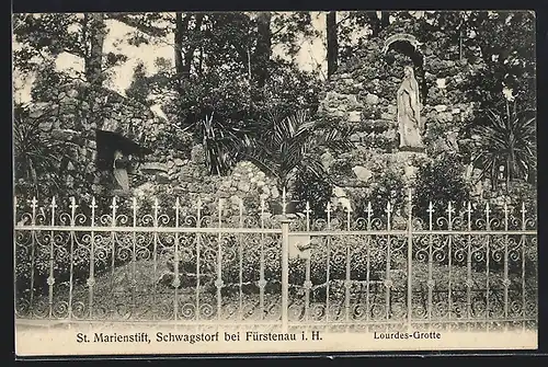 AK Schwagstorf bei Fürstenau, Lourdes-Grotte des St. Marienstifts