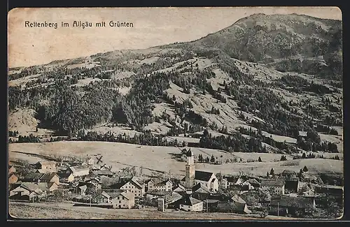 AK Rettenberg im Allgäu, Ortsansicht mit Grünten