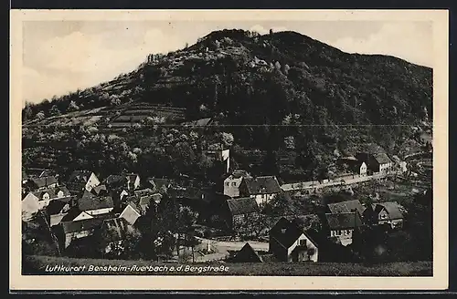 AK Bensheim-Auerbach a. d. Bergstrasse, Ortsansicht gegen Hügel