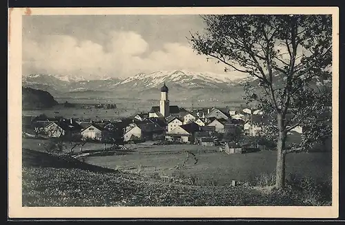 AK Rettenberg im Allgäu, Ortsansicht gegen die Alpen