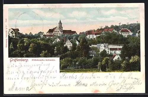 AK Gräfenberg, Teilansicht der Ortschaft in der Fränkischen Schweiz