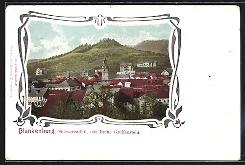 AK Blankenburg, Schwarzathal mit Ruine Greifenstein