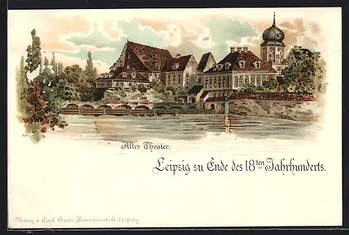 Lithographie Leipzig, Altes Theater Ende d. 18. Jahrhunderts