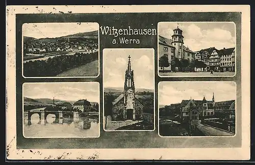 AK Witzenhausen a. Werra, Kirche, Brücke, Strassenpartie