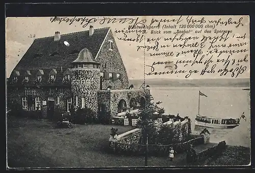 AK Möhnetalsperre, Blick vom Gasthaus Seehof auf den Sperrsee
