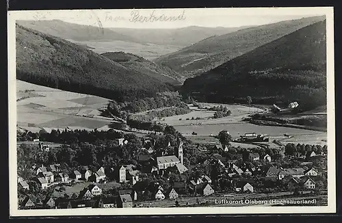 AK Olsberg (Hochsauerland), Ortsansicht vor Hügellandschaft