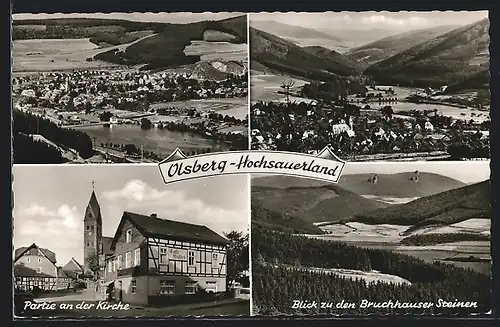 AK Olsberg /Hochsauerland, Bruchhauser Steine, Kirche, Totalansicht