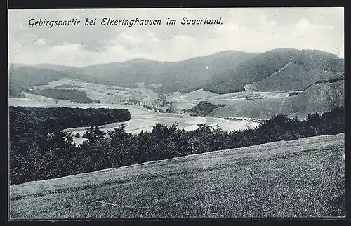AK Elkeringhausen im Sauerland, Gebirgspartie mit Blick übers Tal