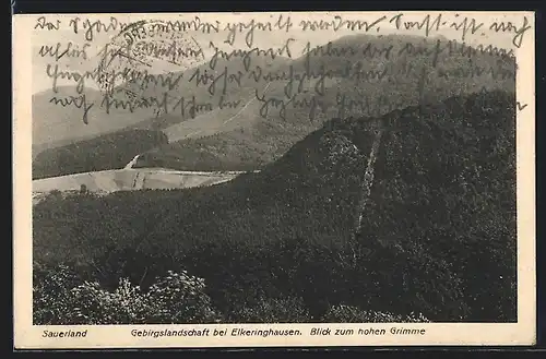 AK Elkeringhausen /Sauerland, Gebirgslandschaft mit Blick zum hohen Grimme