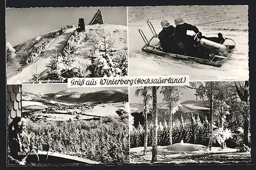 AK Winterberg /Hochsauerland, St. Georg-Sprungschanze, Bobrennen, Blick von der Kappe