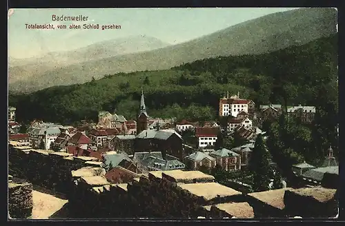 AK Badenweiler, Totalansicht vom alten Schloss gesehen