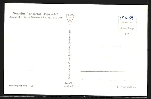 AK Oberpöbel, Gaststätte-Fremdenheim Putzmühle