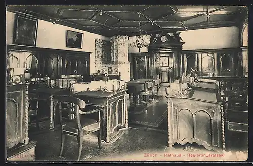 AK Zürich, Rathaus, Regierungsratsaal, Innenansicht