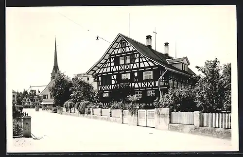 AK Amriswil, Strassenpartie mit Fachwerkhaus