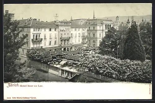 AK Zürich, Hotel Baur au Lac mit Terrasse