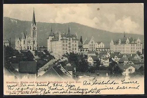 AK Wiedikon, Kirche und die neuen Schulhäuser auf dem Bühl