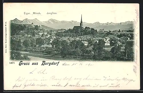 AK Burgdorf, Teilansicht mit Eiger, Mönch und Jungfrau